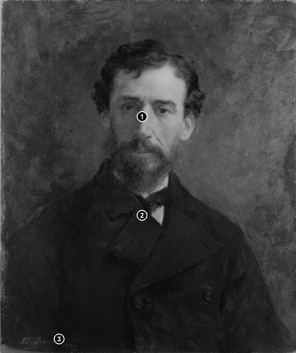 Annotated details from Eastman Johnson’s Portraits by Eastman Johnson